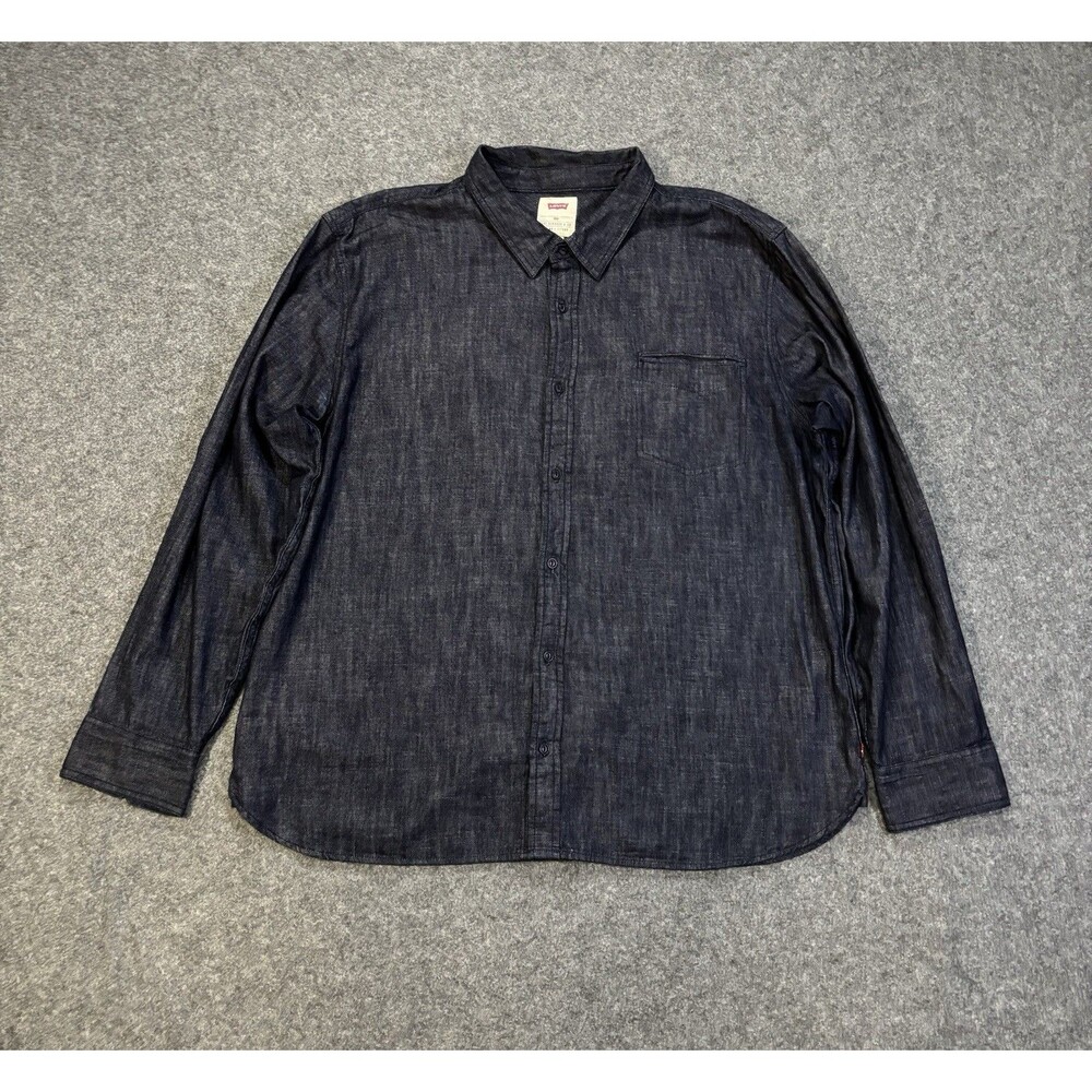 Levis Denim Shirt Mens 3XL Long Sleeve Button Up Blue Chambray Heavyweight